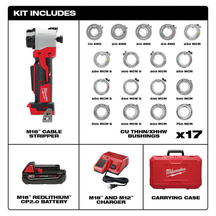 Milwaukee 2679-22B M18 18V FORCE LOGIC 600 MCM Crimper Kit w/ Cable Stripper Dies