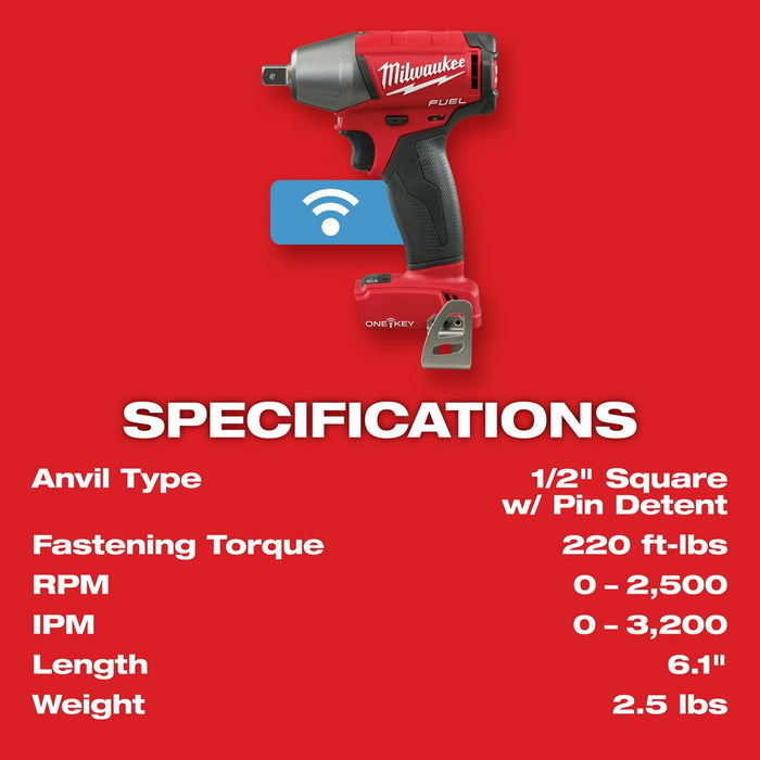 Milwaukee 2759-80 M18 FUEL 18V 1/2" Compact Impact Wrench Kit - Bare Tool -Recon