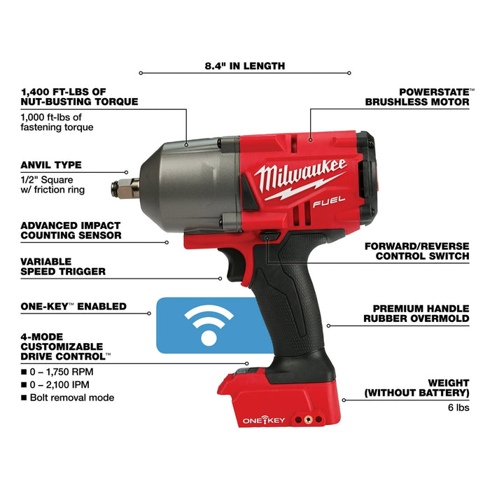 Milwaukee 2863-20 M18 FUEL 18V 1/2-Inch Friction Ring Impact Wrench Bare  Tool