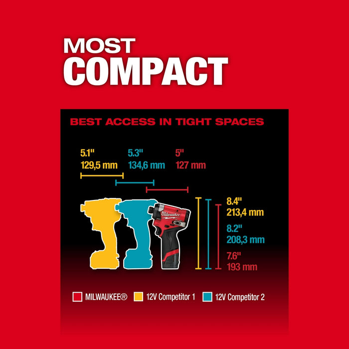 Milwaukee 3453-20XC M12 FUEL 12V Impact Driver w/ 4.0 AH Extended Battery