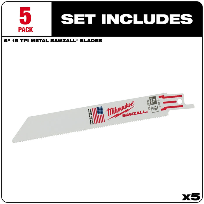 Milwaukee 48-00-5184 - Thin Kerf Metal Cutting Sawzall Blades 