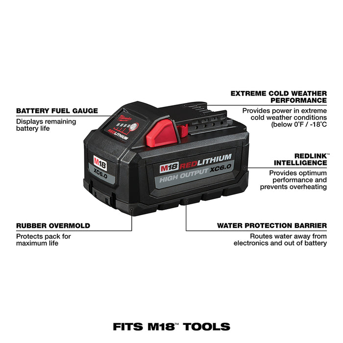 Milwaukee 48-11-1862 M18 FUEL 18V 6.0-Amp Li-Ion High Output Battery Pack - 2pk