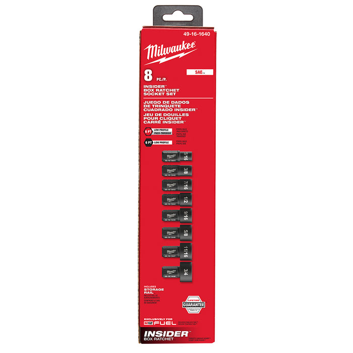 Milwaukee 49-16-1640 INSIDER Box Ratchet Socket SAE Set - 8 PC