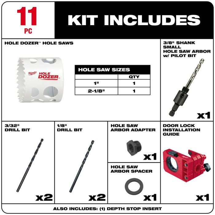 Milwaukee 49-22-4073 Bi-Metal Door Lock Installation Hole Dozer Hole Saw Kit