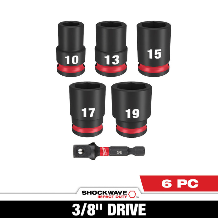 Milwaukee 49-66-7036 SHOCKWAVE 3/8" Impact Duty Drive Metric Socket Set - 6 PC