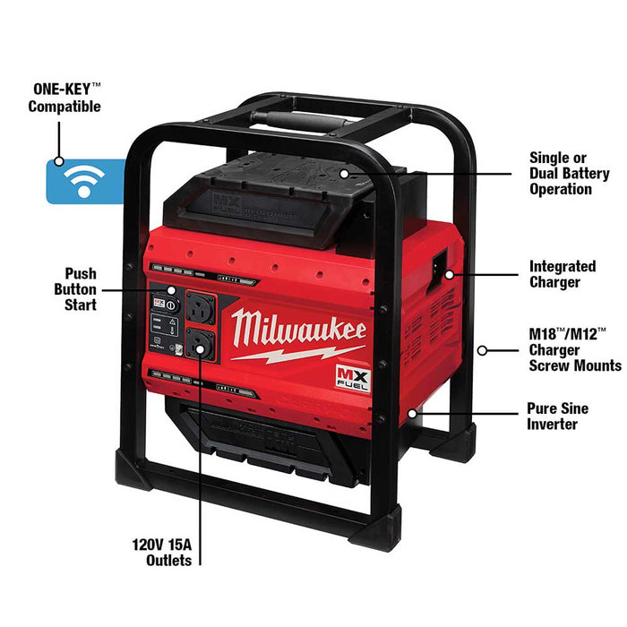 Milwaukee MXF002-82XC MX FUEL 3600W/1800W Cordless Carry-On Power Supply - Recon