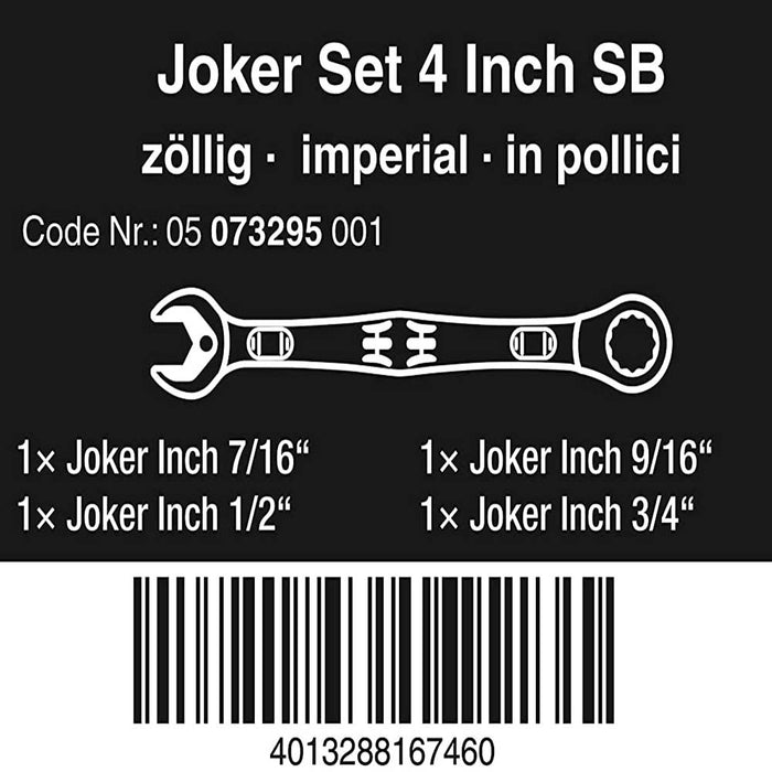 Wera 05073295001 6000 Joker Imperial Ratcheting Combination Wrenches Set  PC