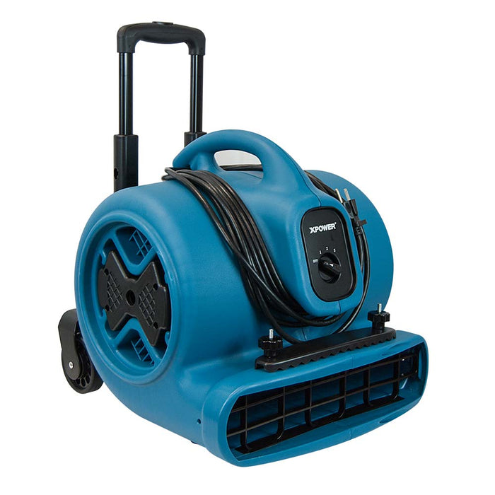 Xpower P-630HC 1/2 HP Air Mover w/ Telescopic Handle, Wheels, Carpet Clamp