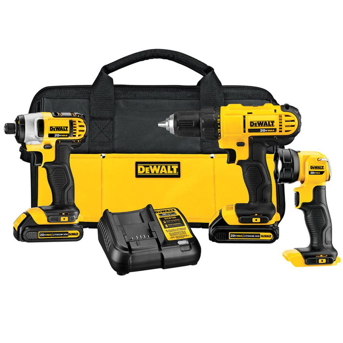 DeWALT DCK340C2 20V Drill Driver Impact Driver LED Worklight Combo Tool Kit